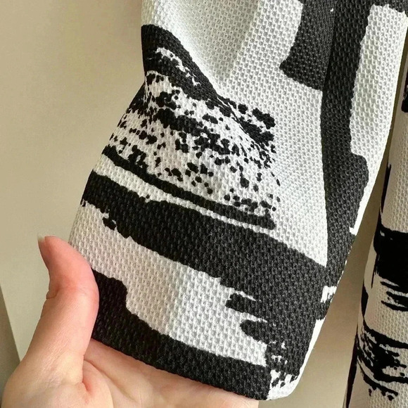 GUMP'S Black and White Abstract Long Jacket, Brush Strokes Jacket, Size Small - Picture 3 of 16